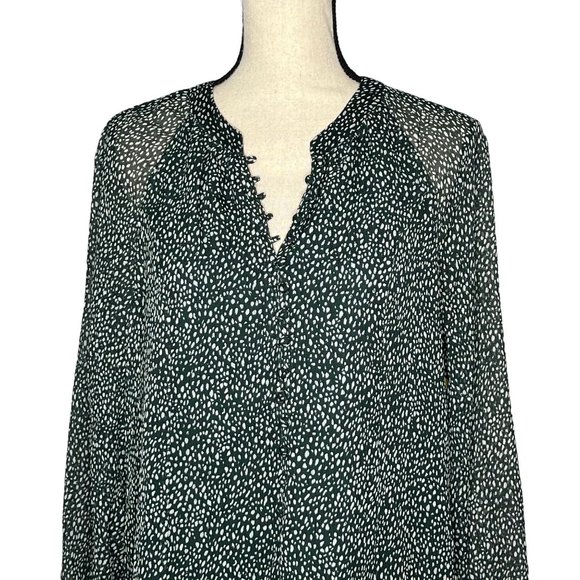 Joie Balloon Sleeve Arctic Animal Spot Green White Dress Women's Size Medium M - Picture 2 of 9